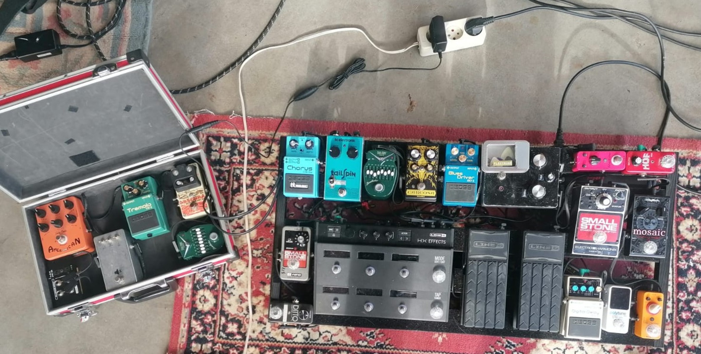 Pedalboard by waqwaves featuring DigiTech Mosaic, Mooer Yellow Comp, and TC Electronic PolyTune 3 Mini and 17 more pieces of gear