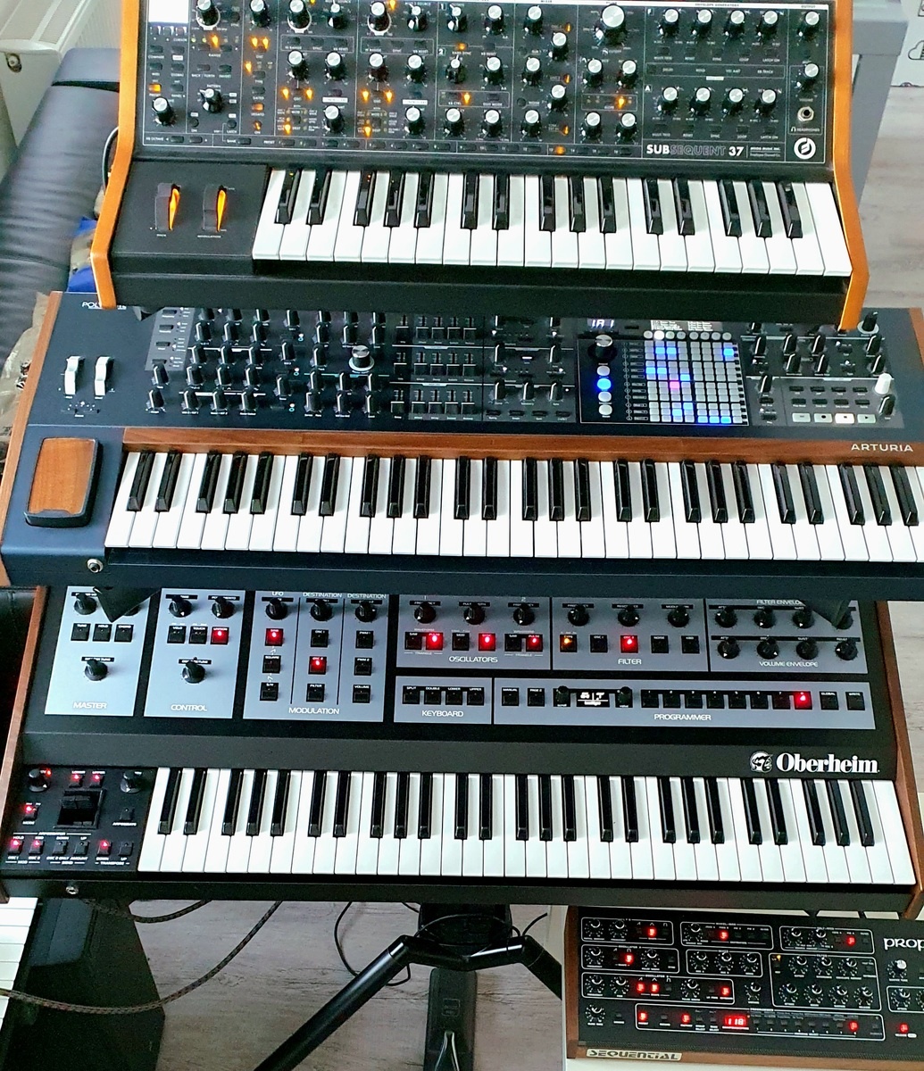 Electronic Studio Setup by bart_van_zon featuring Moog Subsequent 37, Arturia PolyBrute, and Oberheim OB-X8 and 1 more piece of gear