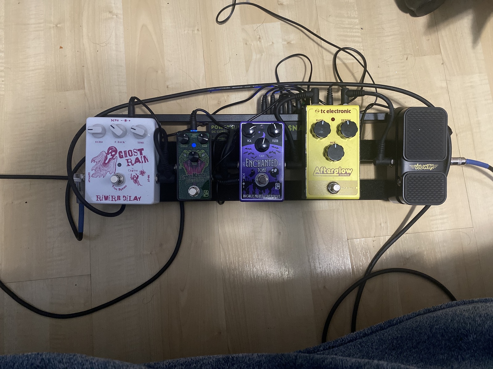 Caline Pedalboard by cookie17 featuring Caline CP-511 Enchanted Tone Highly Prized Overdrive, Caline CP-41 Ghost Rain Reverb Delay, and Sonicake VolWah and 1 more piece of gear