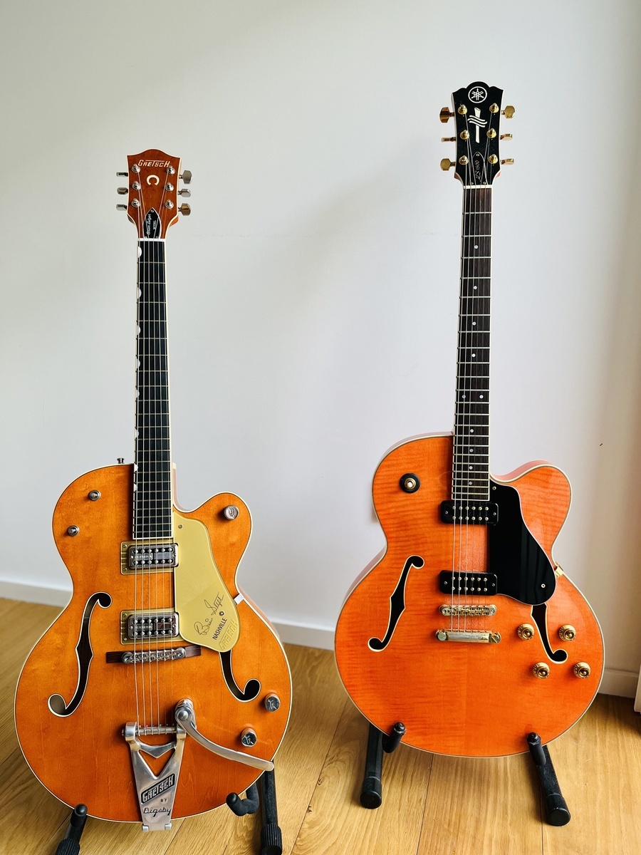 Yamaha Music Gear Setup by marcos_pt featuring Gretsch G6120T-BSSMK Brian Setzer Signature Nashville '59 "Smoke" and Yamaha AES1500