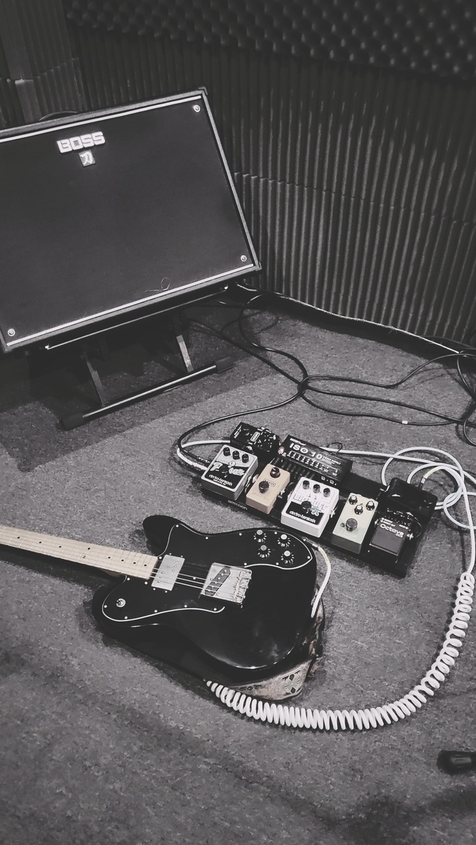 Metal Pedalboard by kevskevskevskevs featuring Boss Katana-100 MKII, Squier Classic Vibe 70s Telecaster Custom, and Ernie Ball Coiled Ultraflex Straight-Angle Instrument Cable - White 30 ft. and 8 more pieces of gear