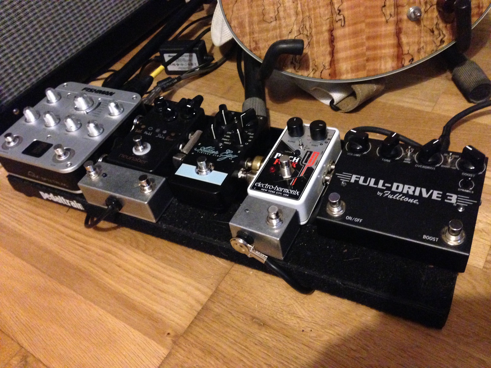 Metal Music Gear Setup by jamesdlow featuring Fishman Aura Spectrum, Pedaltrain Mini, and Electro-Harmonix Pitch Fork and 3 more pieces of gear