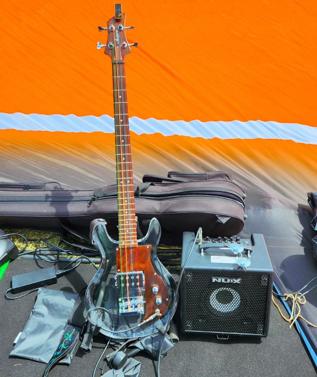 NUX Live Rig by thenerdbass featuring Nux Mighty Bass 50 Bt 50W Digital Modeling Bass Amplifier With Bluetooth Black and Ace Pro Guitars Acrylic Bass