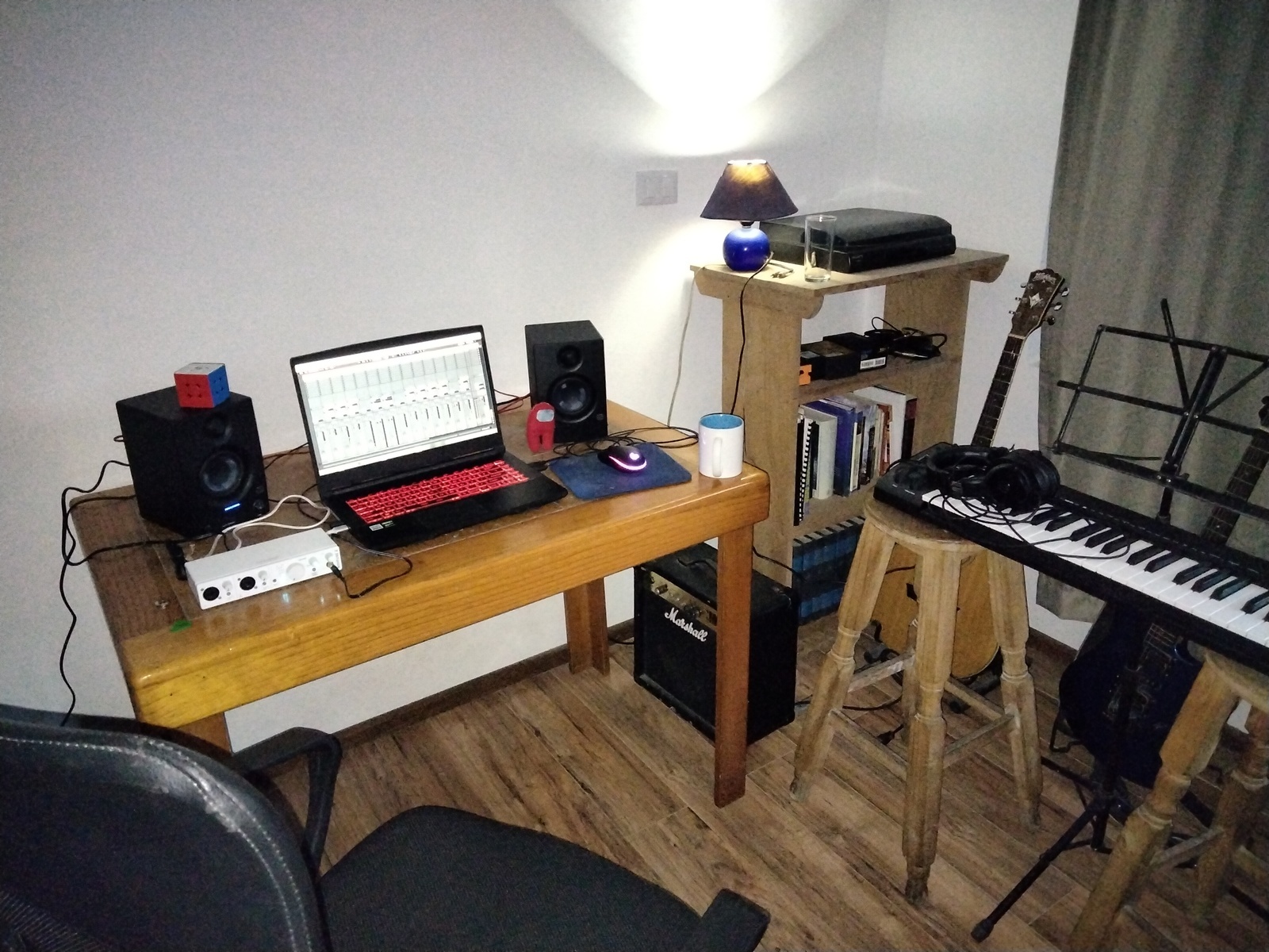 Electronic Studio Setup by skyphaser featuring Arturia MiniFuse 2 USB-C Audio Interface, PreSonus Eris 3.5 Studio Monitor, and Yamaha RGX 121s and 6 more pieces of gear