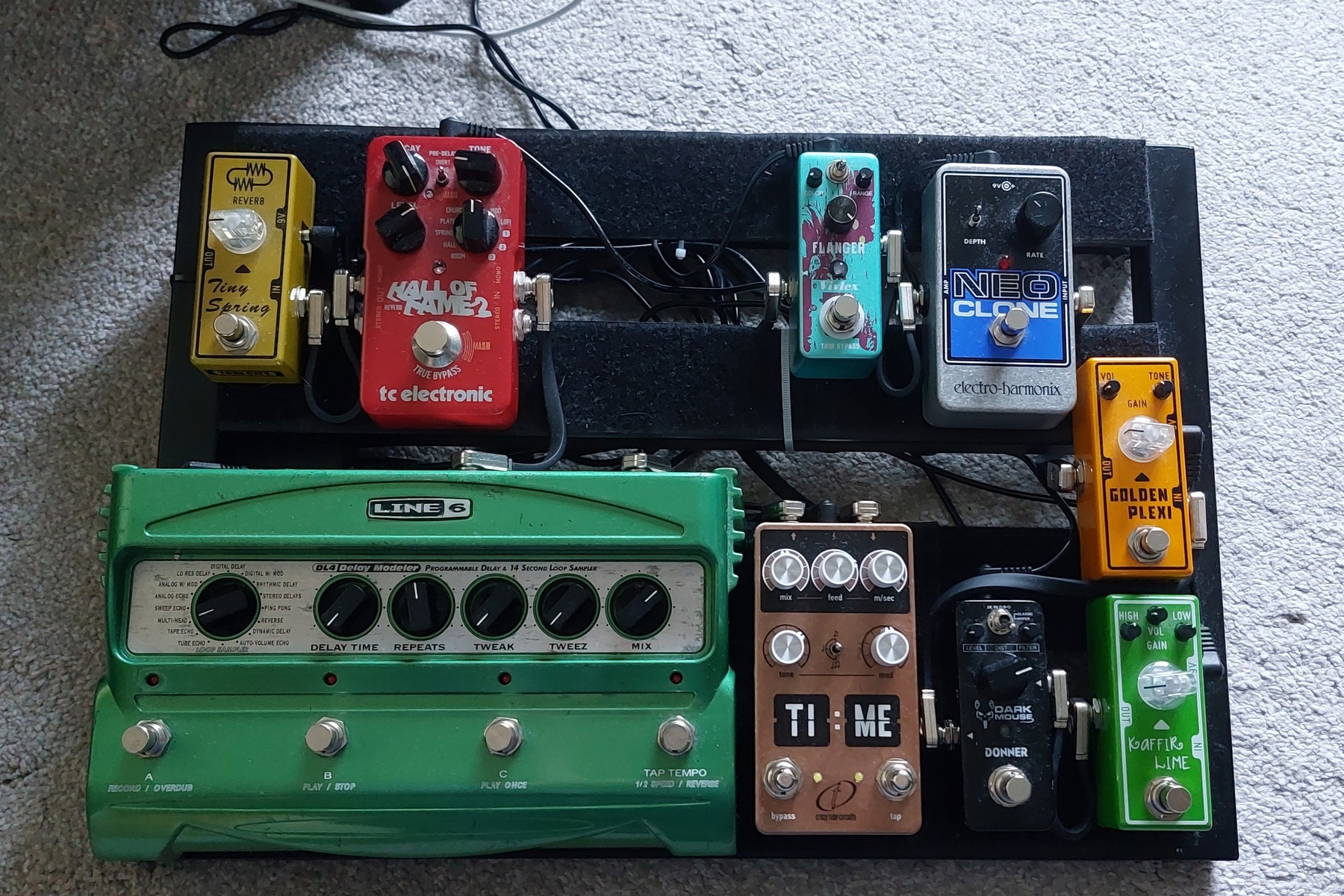 Pedalboard by chapersdale featuring Tone City Tiny Spring Reverb Pedal, TC Electronic Hall of Fame 2 Reverb, and Line 6 DL4 Delay Modeler and 6 more pieces of gear