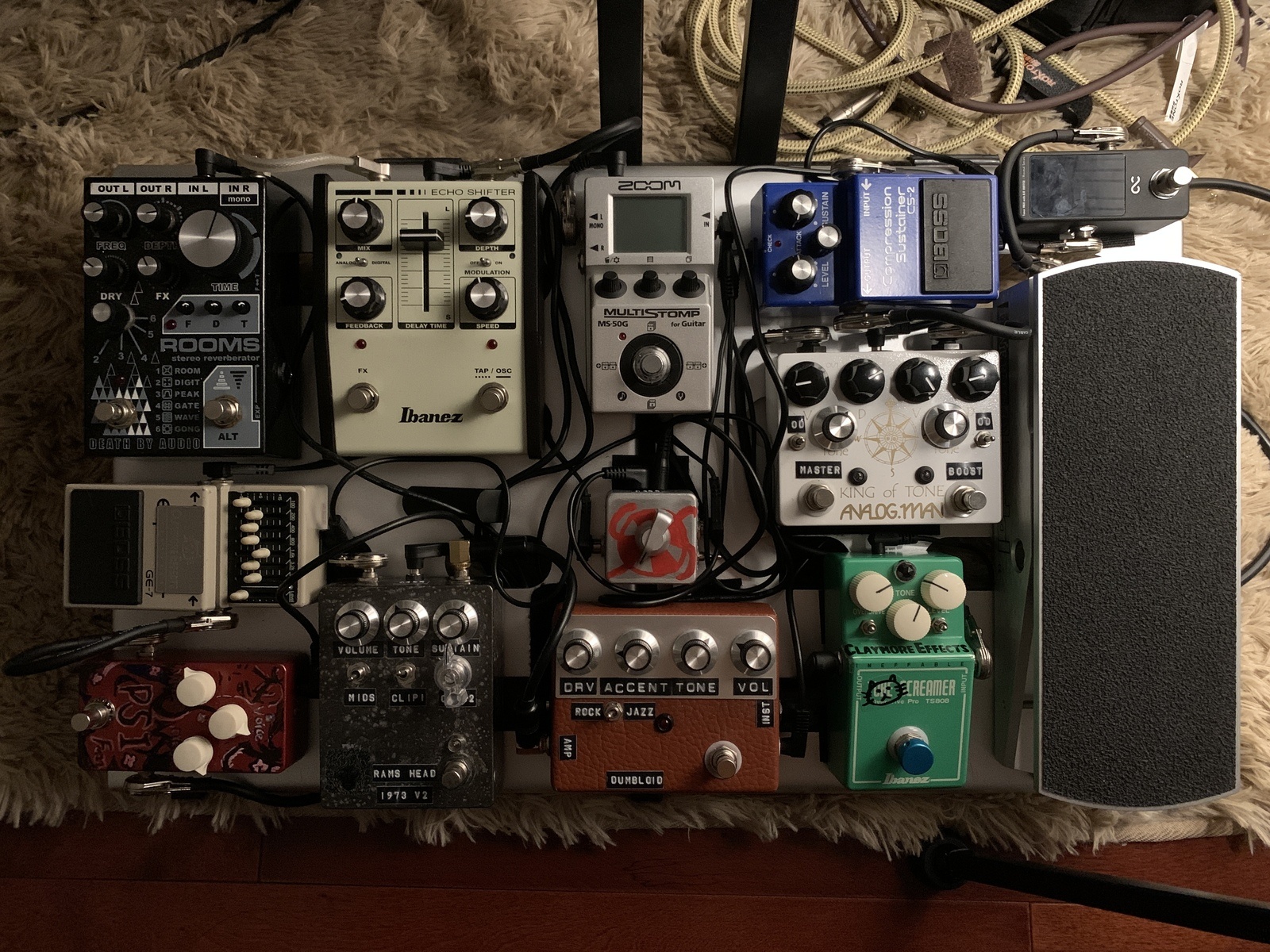 Pedalboard by karamazov featuring Ernie Ball 6166 Volume Pedal, One Control BJF Tuner, and Boss CS-2 Compression Sustainer and 10 more pieces of gear