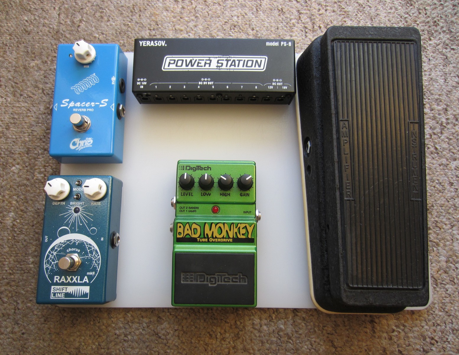 Metal Music Gear Setup by larionov077 featuring Shift line Raxxla mkII, DigiTech Bad Monkey Tube Overdrive, and Dunlop JH1-D Jimi Hendrix Signature Wah