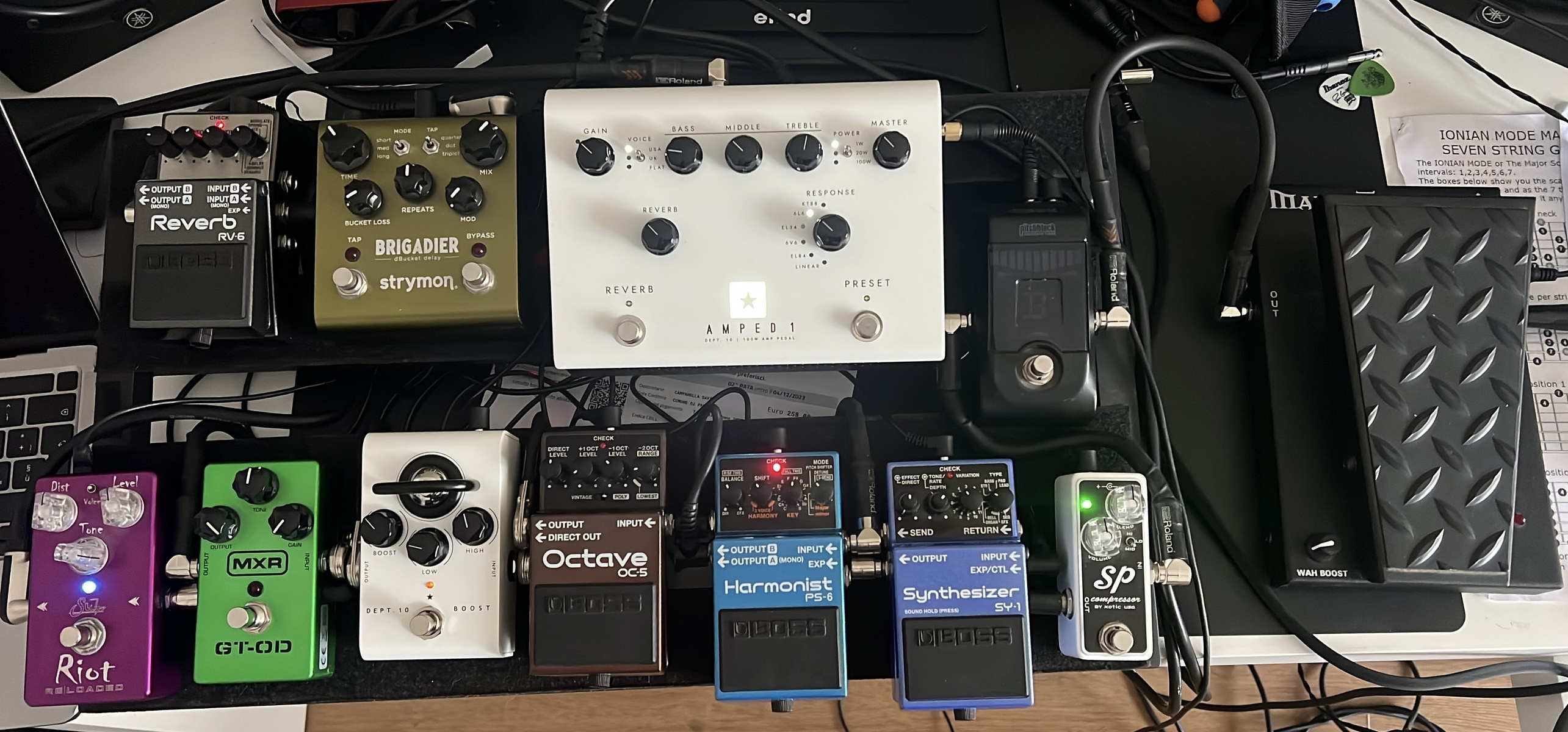 Metal Pedalboard by davide_campanella featuring Xotic Effects SP Compressor, Boss PS-6 Harmonist, and Boss SY-1 Synthesizer and 7 more pieces of gear