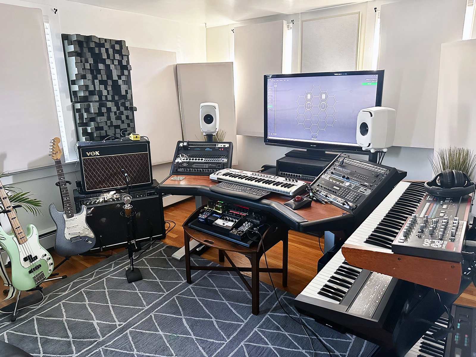 Electronic Studio Setup by nsemest182 featuring Genelec 8341A, Genelec 8341A SAM™ Studio Monitor, and Vox AC15 and 9 more pieces of gear