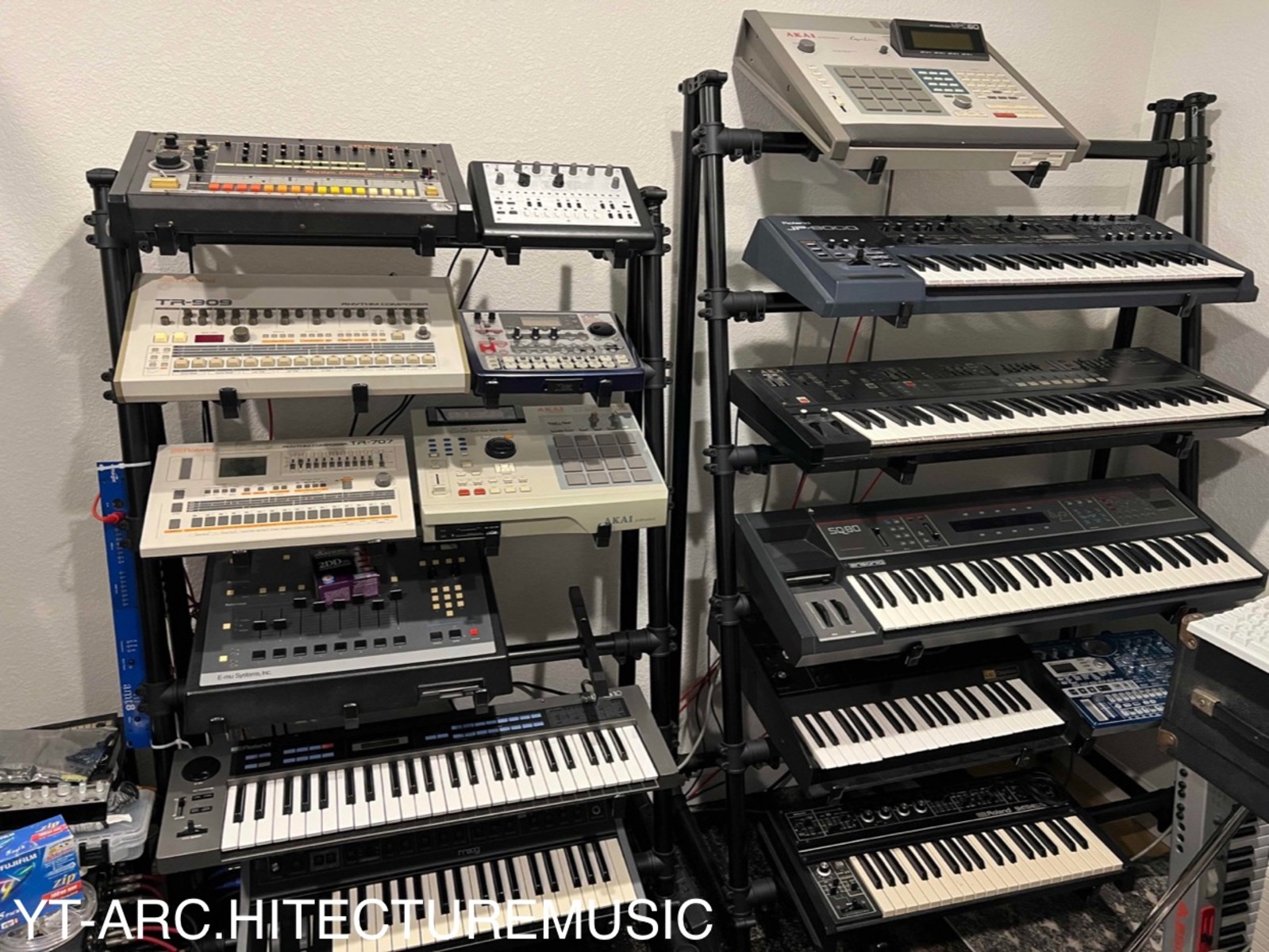 Electronic Studio Setup by architecturemusic featuring Roland TR-808 Rhythm Composer, Roland TR-909 Rhythm Composer, and Roland TR-707 Rhythm Composer and 8 more pieces of gear