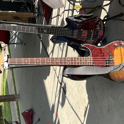 Photo of Fender MIM Precision in a studio, live, and bass