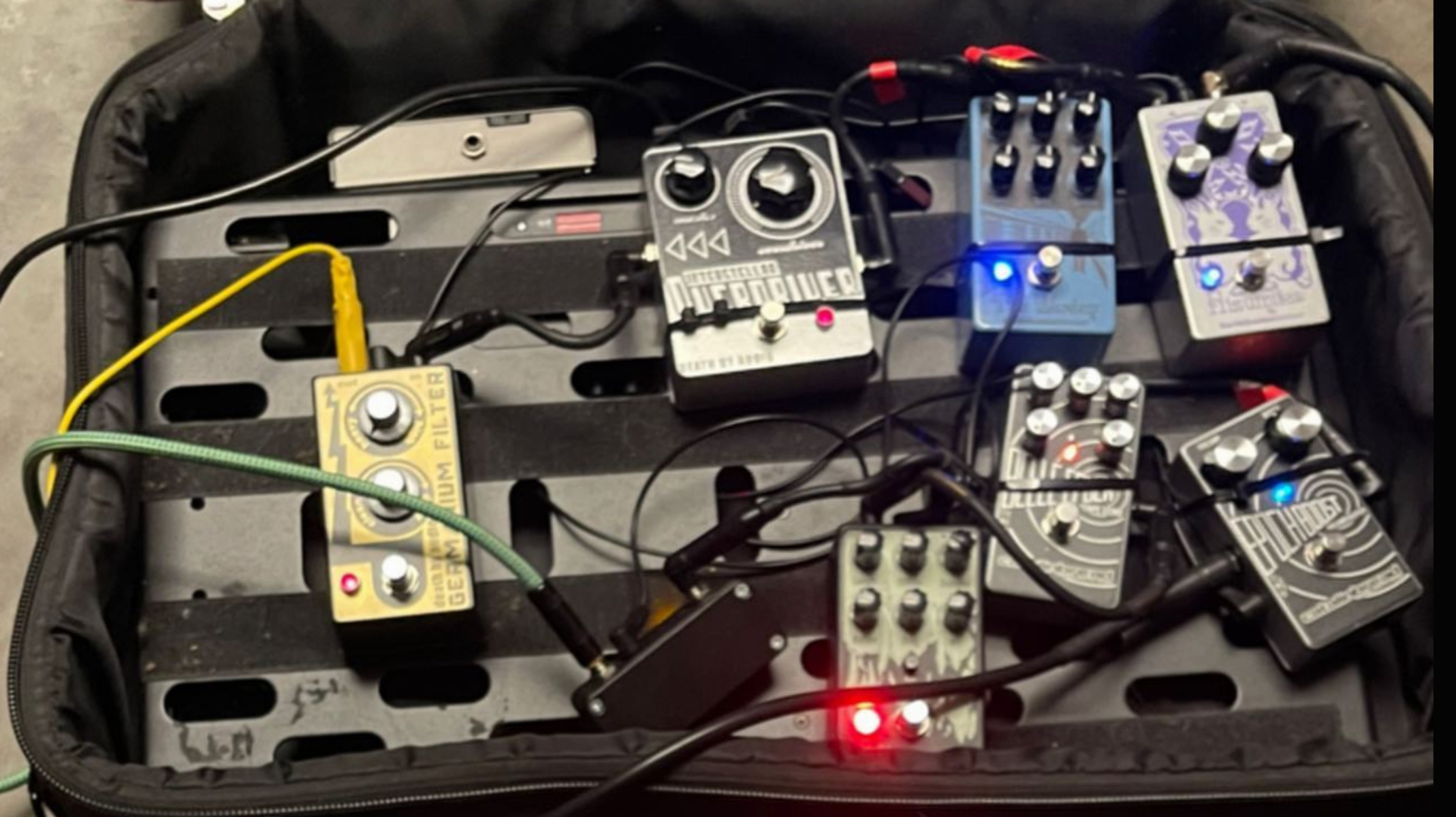 Pedalboard by challicenoise featuring EarthQuaker Devices The Warden, Death By Audio Interstellar Overdriver, and Death By Audio Germanium Filter and 7 more pieces of gear