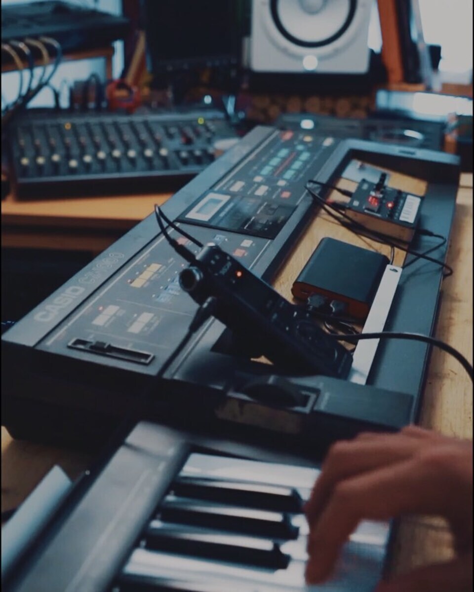 Electronic Synth Setup by compilerbau featuring Casio CZ-1000, TASCAM DR-05, and Yamaha MX12/6 12 Channel Mixer