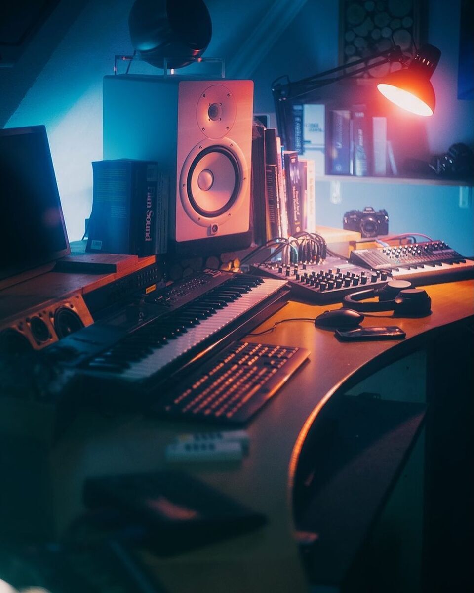 Electronic Studio Setup by compilerbau featuring Korg X5, Roland Boutique JX-03, and Yamaha HS8 W and 1 more piece of gear
