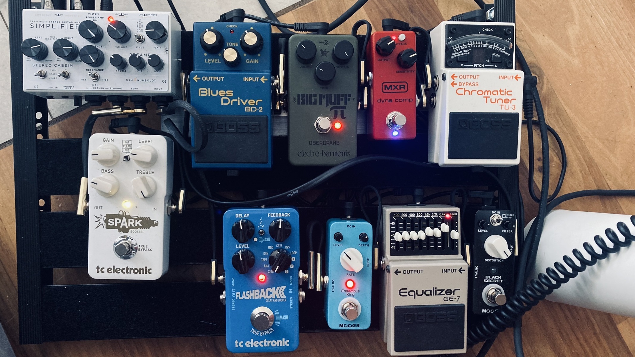 Pedalboard by marcin_kelar featuring DSM & Humboldt Electronics Simplifier, Boss BD-2 Blues Driver, and Electro-Harmonix Green Russian Big Muff Reissue and 8 more pieces of gear