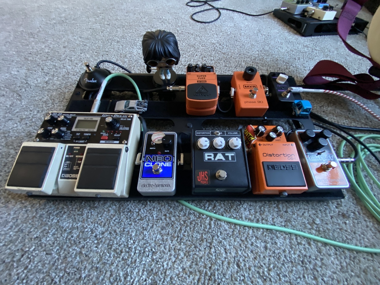Pedalboard by jakrabbitnick featuring Boss DS-1 Distortion, Boss DD-20 Giga Delay, and JHS ProCo Rat "Rat Pack" Mod and 3 more pieces of gear