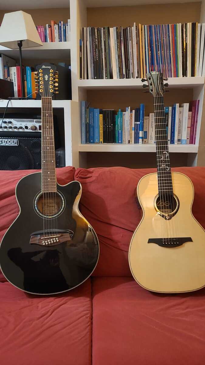 Lâg Music Gear Setup by aravin_dhillon featuring Lag Parlor and Ibanez AEG5012 12-string Acoustic-Electric Guitar