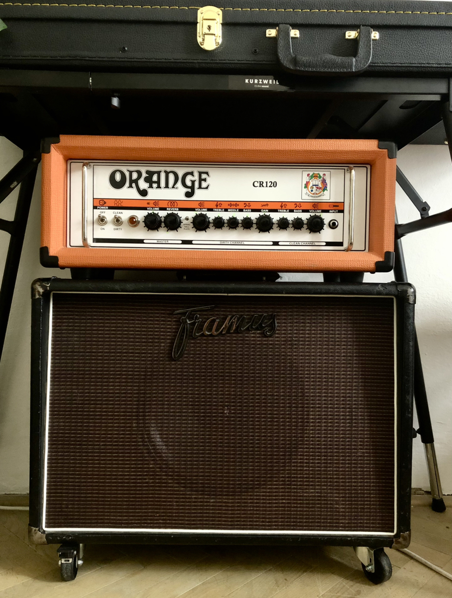 Framus Live Rig by caramel featuring Orange CR120 and Framus CS30 (Ruby Riot) matching 2x12 cab