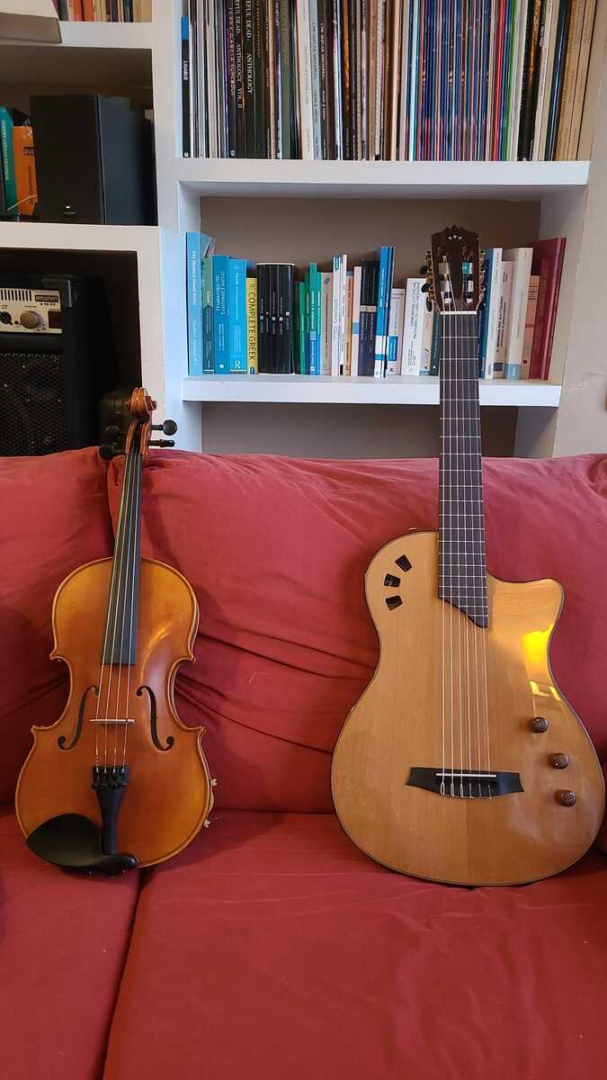 Cordoba Music Gear Setup by aravin_dhillon featuring Cordoba Stage Traditional CD Thinbody Nylon Acoustic-electric Guitar and Yamaha VA 7SG 16 Viola 16"