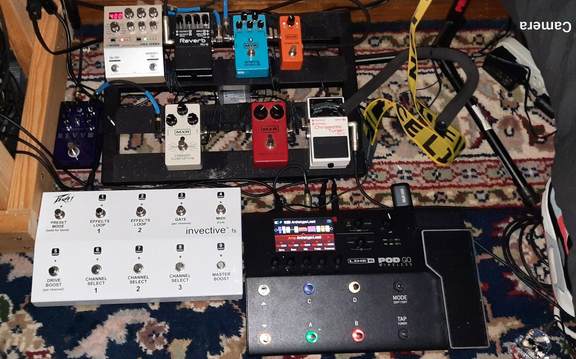 MXR Music Gear Setup by gtrplyr83 featuring Line 6 POD GO Wireless, MXR M102 Dyna Comp, and MXR M66S Classic Overdrive and 6 more pieces of gear