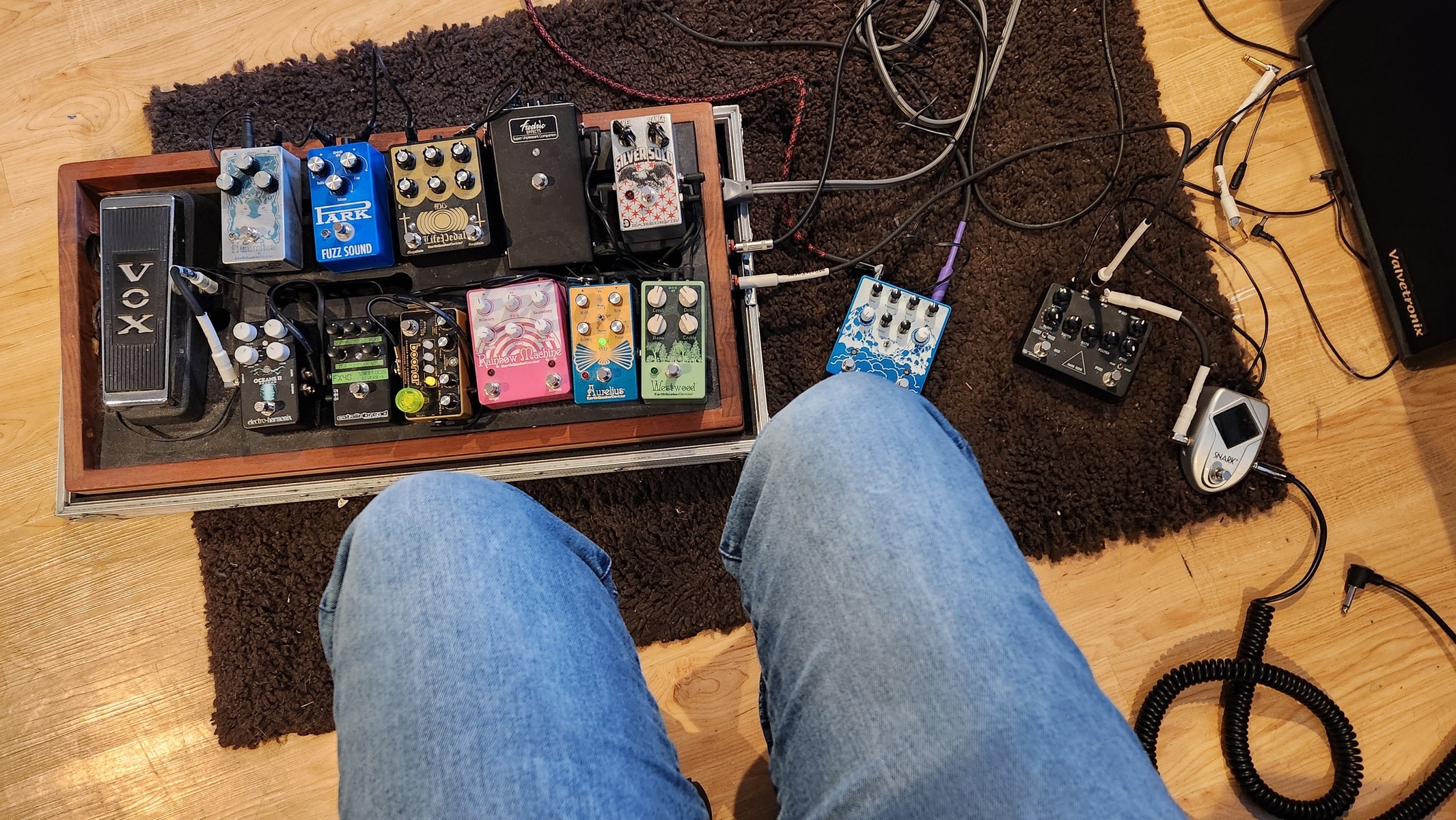 EarthQuaker Devices Pedalboard by mike_ramone featuring Vox V847A Wah, Electro-Harmonix Oceans 11, and Catalinbread FX40 Soft Focus and 11 more pieces of gear