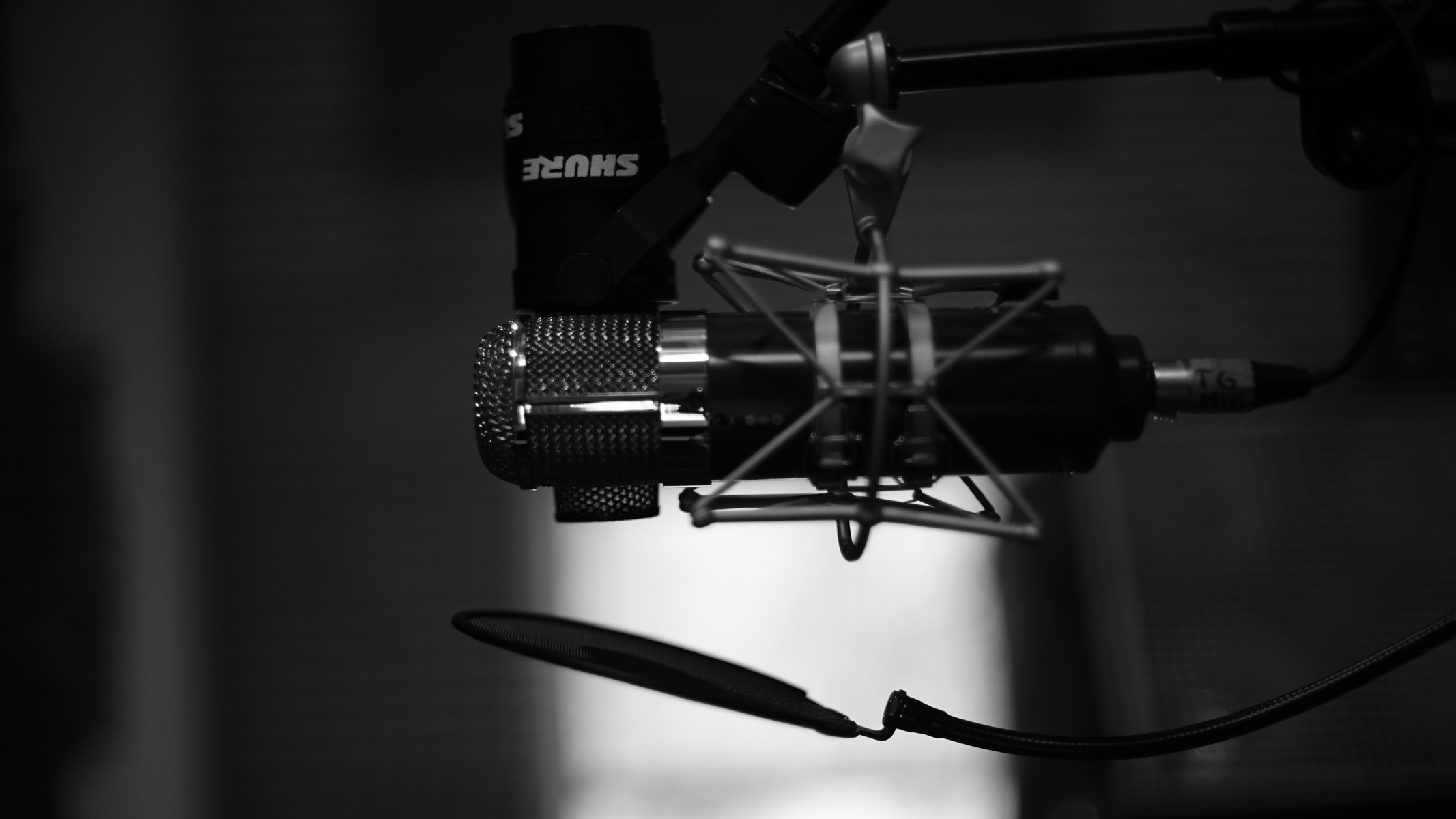 Electronic Studio Setup by jamescassidy featuring Chandler Limited TG Microphone, Shure SM7B, and Stedman Proscreen XL Pop Filter