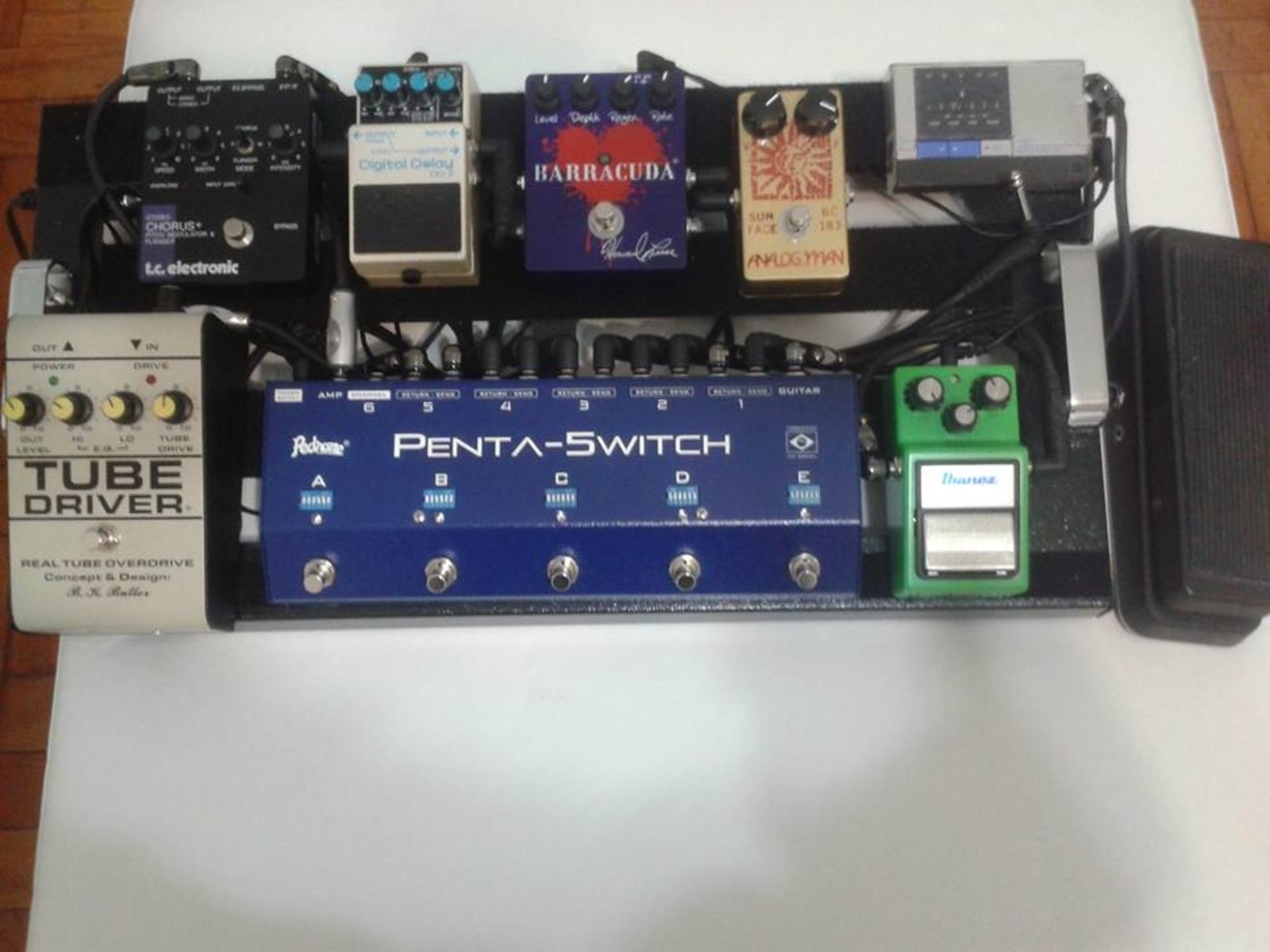 Pedalboard by xdaoki featuring Ibanez TS9 Tube Screamer, Boss DD-7 Digital Delay, and Analog Man Sun Face RCA and 2 more pieces of gear