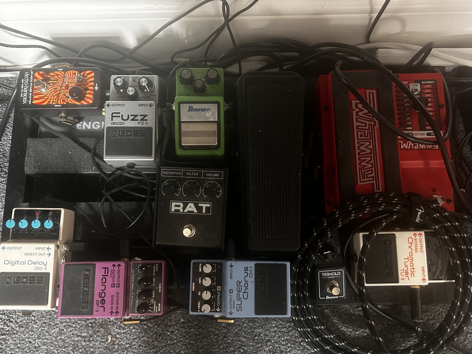 Boss Pedalboard by harrisontargett featuring Ibanez TS9 Tube Screamer, DigiTech Whammy Pitch-Shifting Pedal, and Boss TU-3 Chromatic Tuner and 8 more pieces of gear