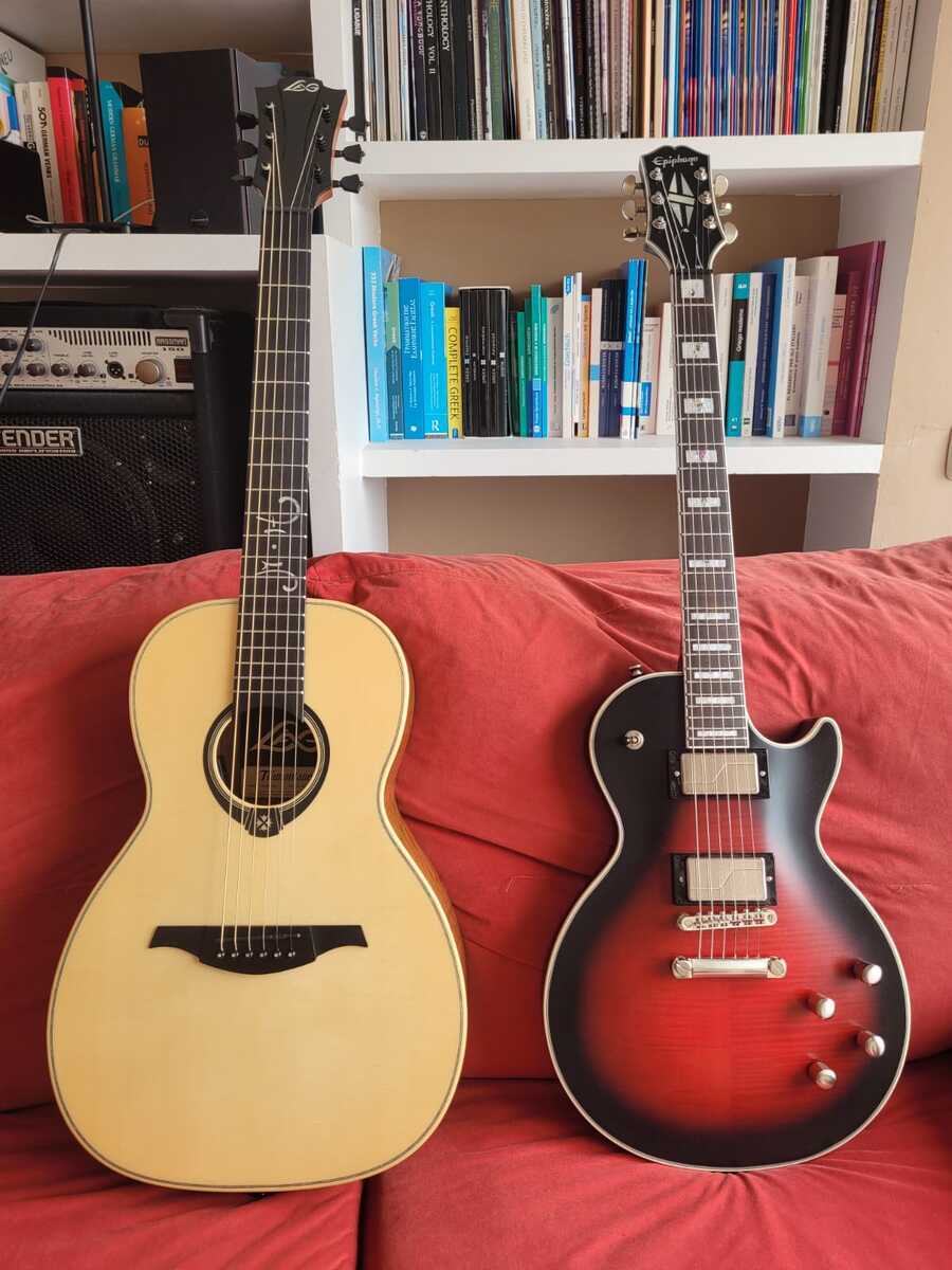 Lâg Music Gear Setup by aravin_dhillon featuring Epiphone Les Paul Prophecy Electric Guitar and Lag Parlor