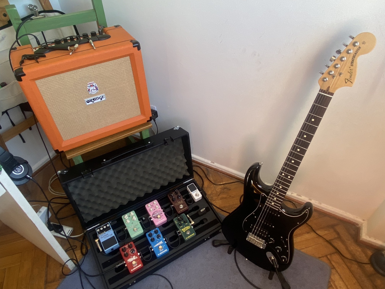 Metal Studio Setup by sekeamengual featuring Orange Crush 35 RT, Fender American Special Stratocaster HSS, and Boss CH-1 Super Chorus and 9 more pieces of gear