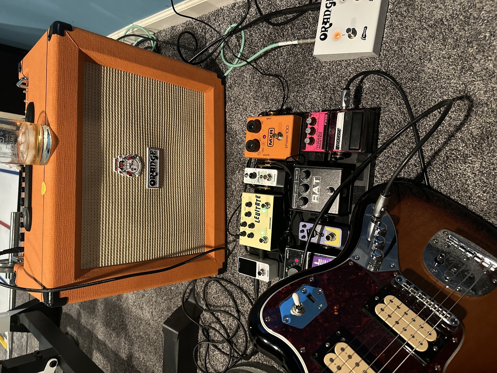 Pedalboard by fahq featuring DOD FX59 Thrash Master, Pro Co RAT 2, and MXR M107 Phase 100 and 7 more pieces of gear
