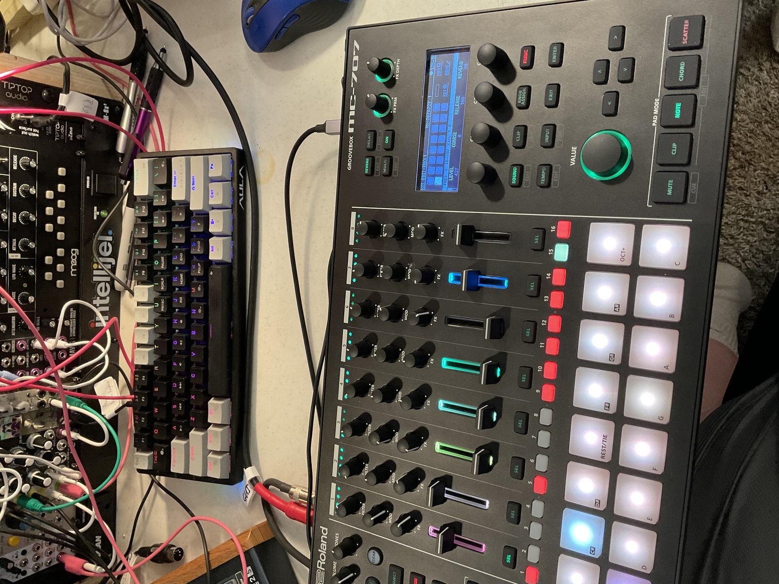 Studio Setup by zeph featuring Roland MC-707 Groovebox