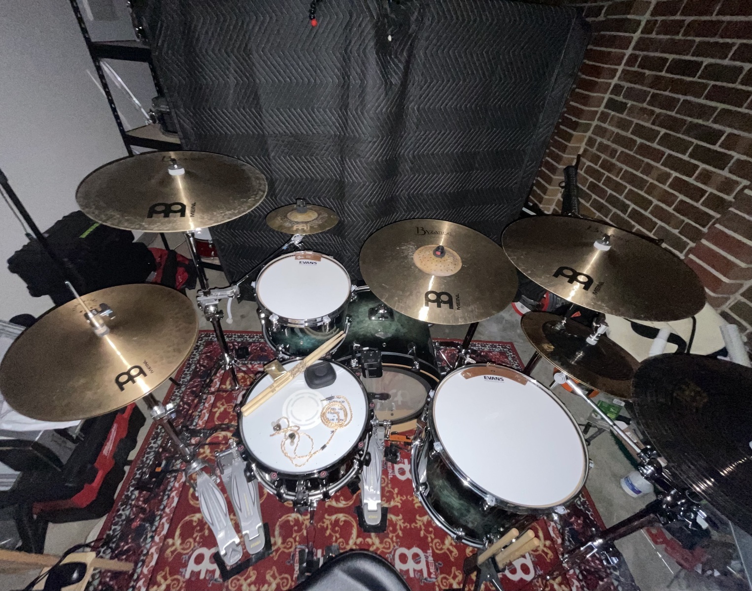 Metal Drum Kit by jonahseago featuring Meinl 21" Byzance Polyphonic Ride, Meinl Cymbals 10 inch Byzance Dual Splash Cymbal, and Meinl Byzance Traditional 20" Medium Crash and 4 more pieces of gear
