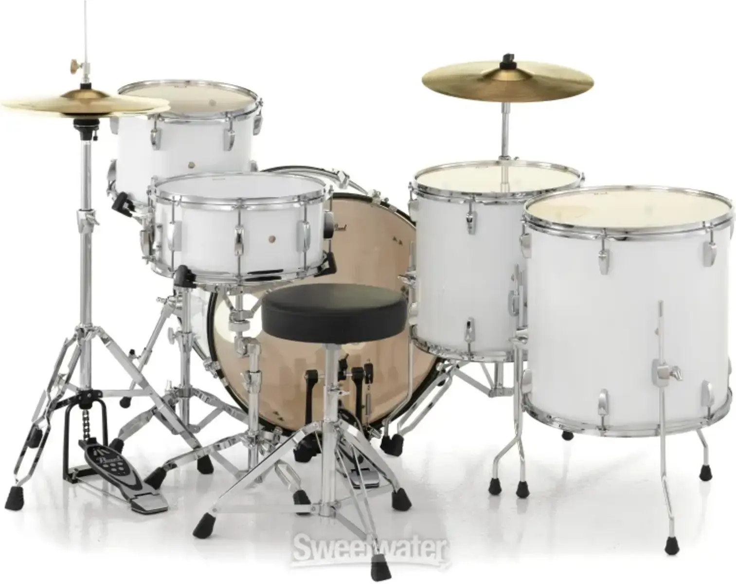 Drum Kit by dmitry featuring Pearl Roadshow RS525WFC/C 5-piece Complete Drum Set with Cymbals - Pure White