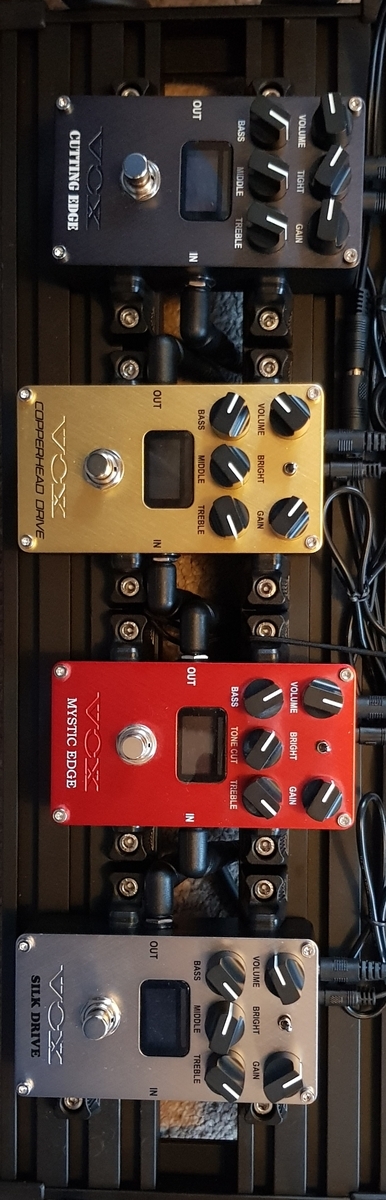 Pedalboard by a_k_watson featuring Vox Cutting Edge, Vox Copperhead Drive, and Vox Mystic Edge and 1 more piece of gear