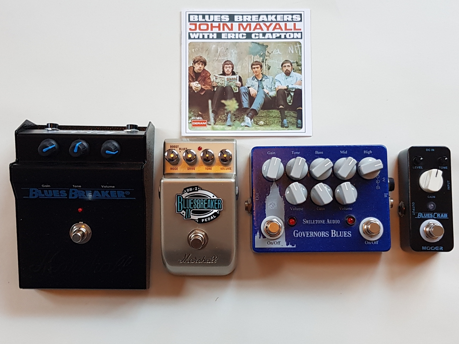 Marshall Pedalboard by a_k_watson featuring Marshall BluesBreaker Pedal, Marshall BB-2 Bluesbreaker II, and Mooer Blues Crab