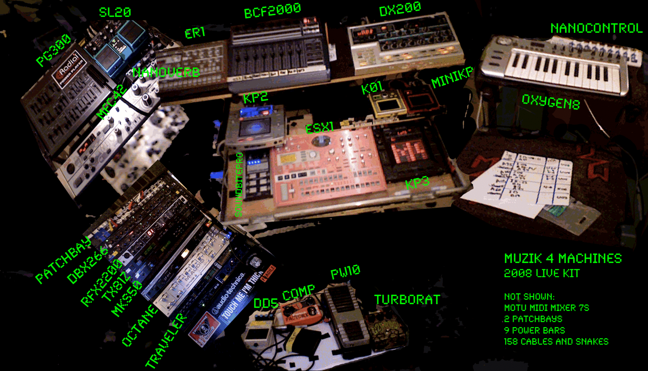 Electronic Synth Setup by muzik4machines featuring Boss DD-5 Digital Delay, Boss PW-10 Wah Pedal, and Yamaha DX200 and 8 more pieces of gear