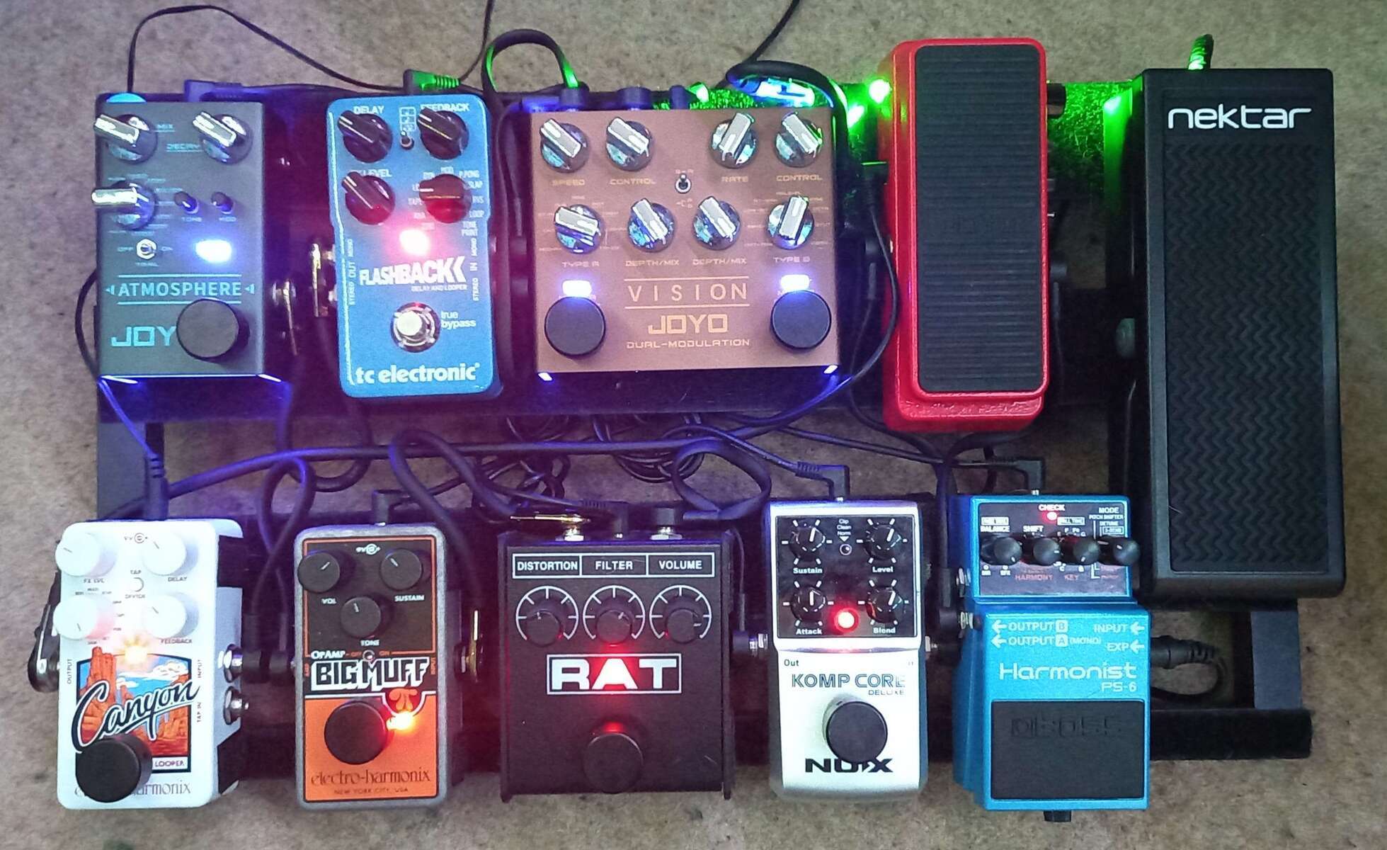Pedalboard by jacob_t_allen featuring Boss PS-6 Harmonist, Joyo Wah II, and NUX Komp Core Deluxe and 7 more pieces of gear