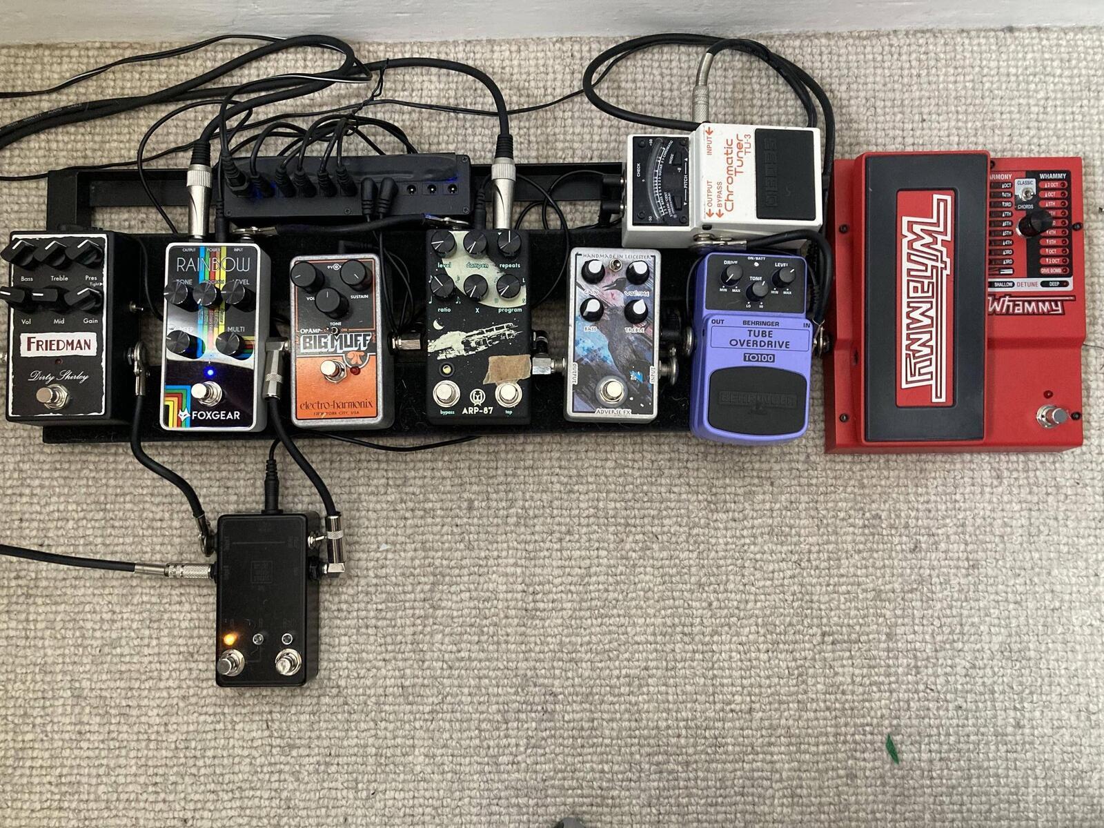 Pedalboard by harry_jordan featuring DigiTech WH-5 Whammy V, Boss TU-3 Chromatic Tuner, and Behringer TO100 Tube Overdrive and 5 more pieces of gear