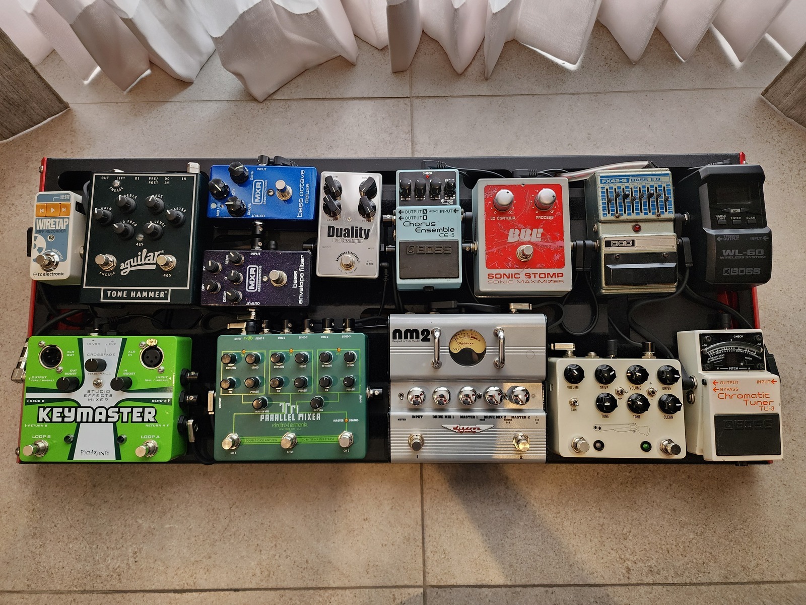 Pedalboard by carlos_carrillo featuring Boss WL-60 Wireless, Boss TU-3 Chromatic Tuner, and DOD FX42B Bass EQ and 11 more pieces of gear