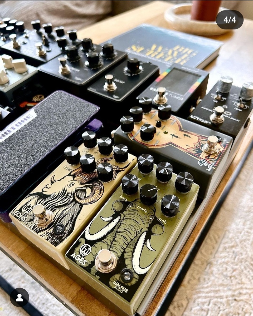 Metal Pedalboard by bulwark616 featuring Walrus Audio Ages, Walrus Audio Eons 5-state Fuzz Pedal, and Walrus Audio Mira Compressor Pedal and 1 more piece of gear