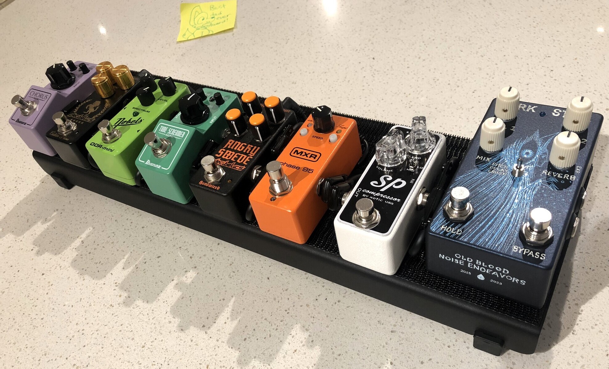 Metal Pedalboard by ca138 featuring Old Blood Noise Endeavors Dark Star, Xotic Effects SP Compressor, and MXR Phase 95 and 7 more pieces of gear