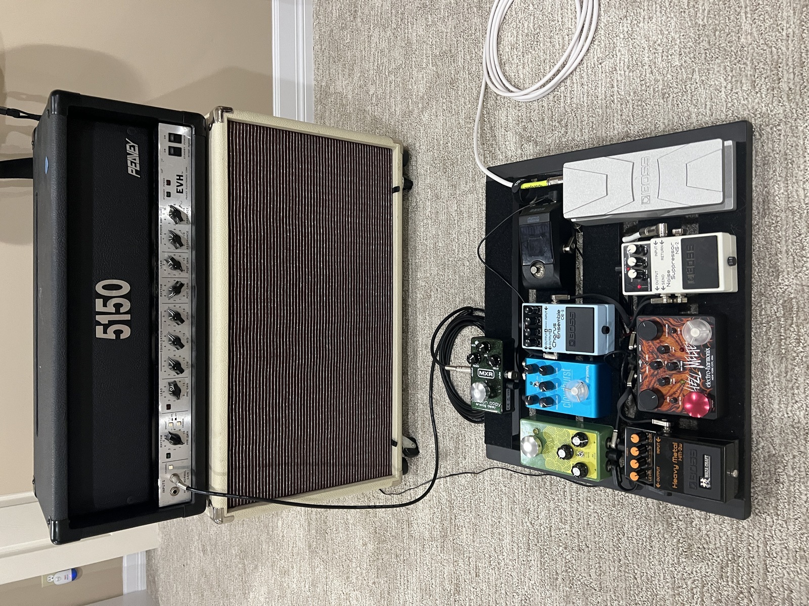 Metal Pedalboard by concubine featuring Peavey 5150 120-Watt Head, Electro-Harmonix Hell Melter, and Boss HM-2W Heavy Metal Waza Craft and 8 more pieces of gear
