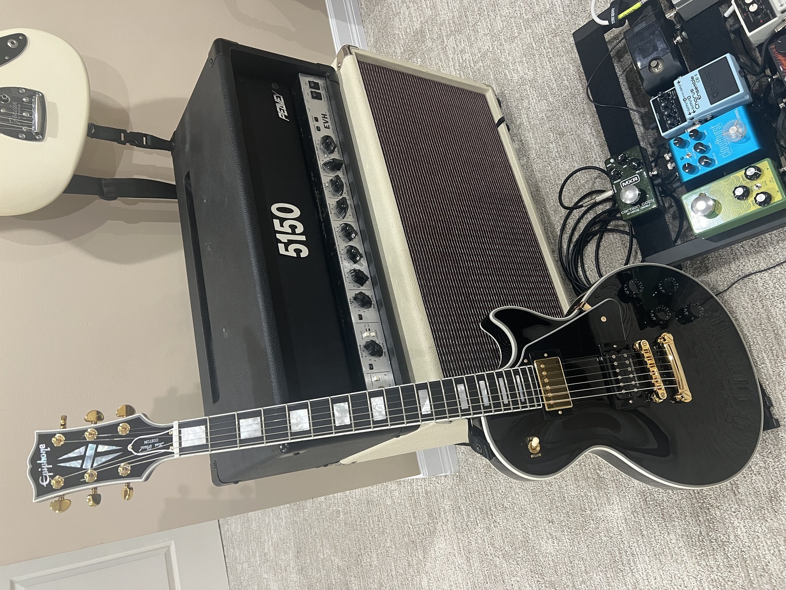 Metal Amp Rig by concubine featuring Epiphone Les Paul Custom, Peavey 5150 120-Watt Head, and Seymour Duncan SH-PG1 Pearly Gates Neck Humbucker - Zebra