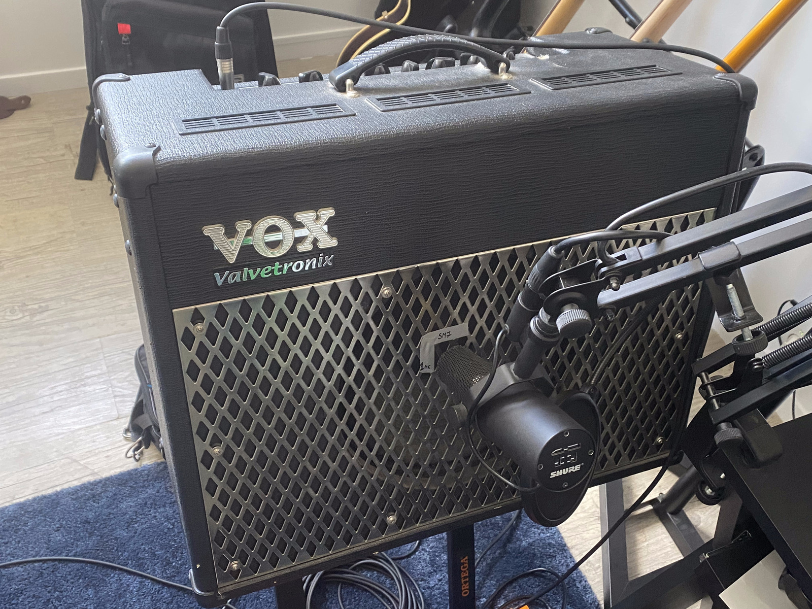 Electronic Studio Setup by barnyscotheque featuring Vox Valvetronix AD50VT and Shure SM7B