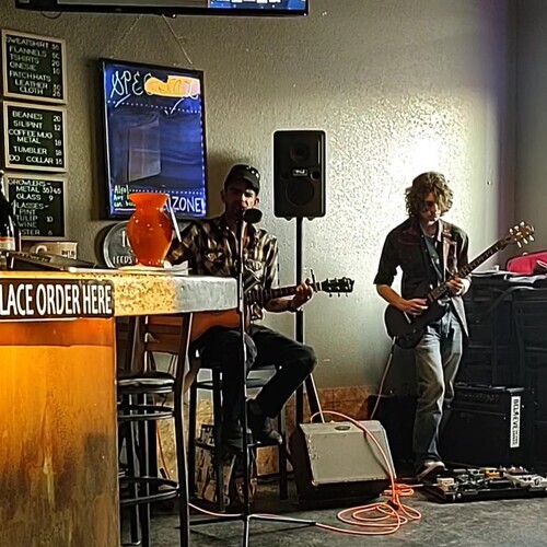 Photo of 2014 Gibson SGJ and more gear in a pedalboard, guitar, and amplifier