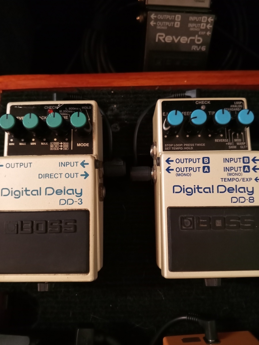 Pedalboard by dogpool featuring Boss DD-3 Digital Delay and Boss DD-8 Digital Delay