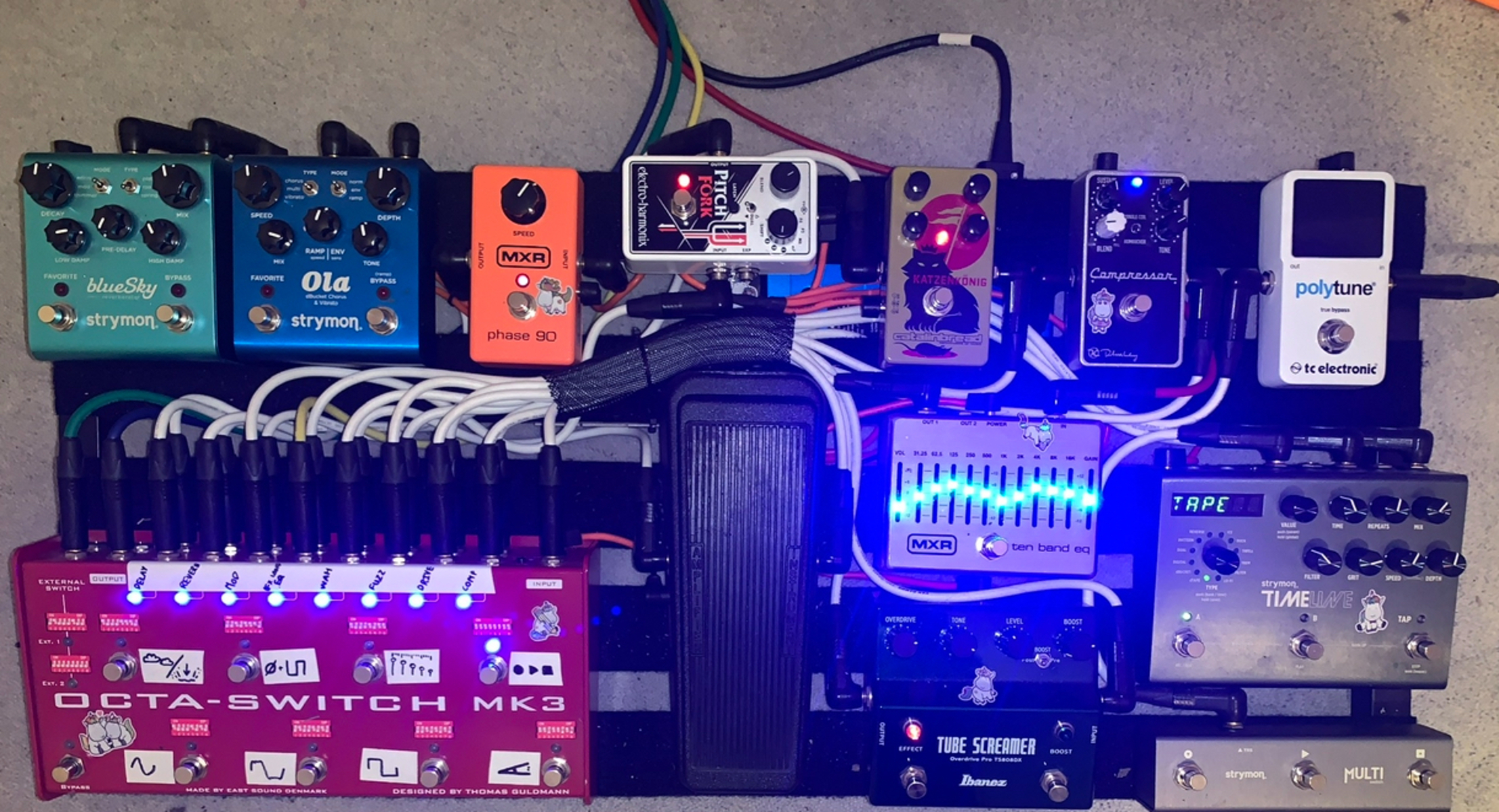 Pedalboard by centric_engineering featuring Keeley Compressor Plus, Ibanez TS808DX Tube Screamer w/Booster, and Catalinbread Katzenkonig and 12 more pieces of gear