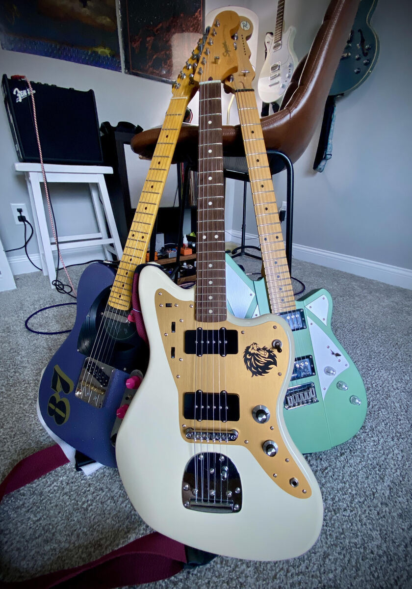 Music Gear Setup by jakrabbitnick featuring Squier J Mascis Jazzmaster, Reverend Billy Corgan BC-1, and Partscaster