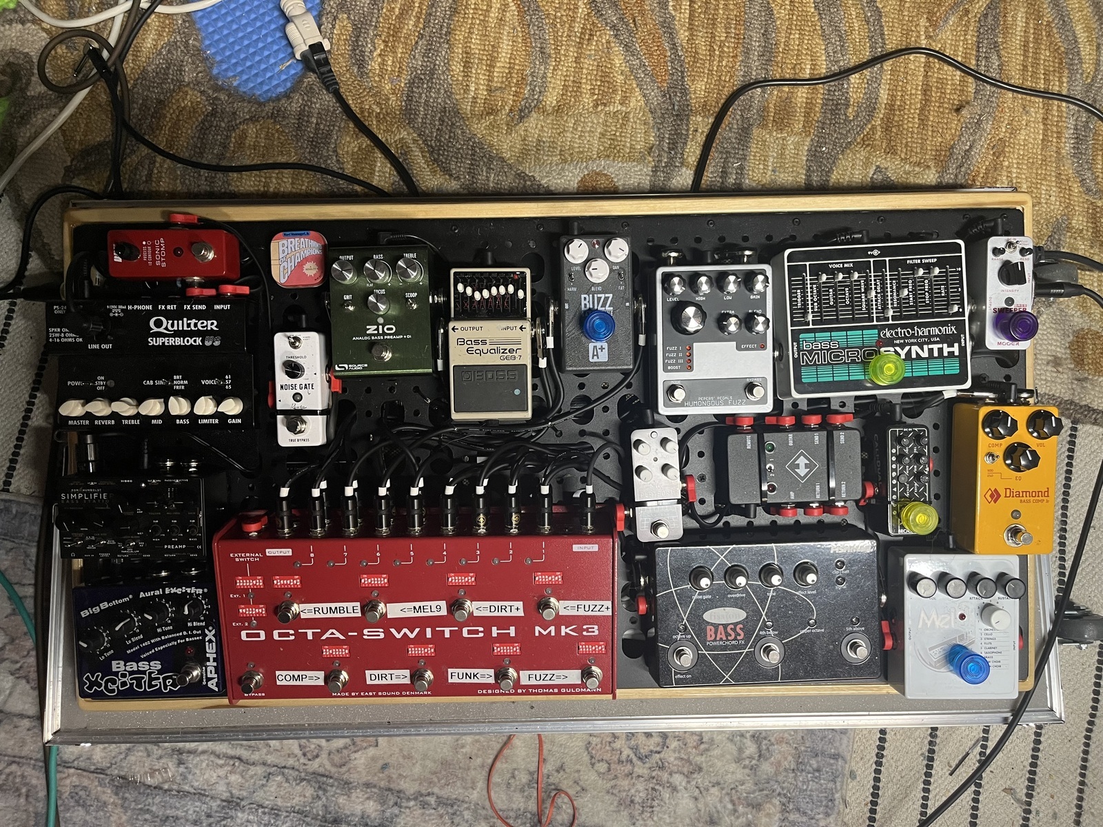 Pedalboard by nick_danola featuring Carl Martin Octa-Switch MK3, Fishman Fission Bass Powerchord Octave Bass Effects Pedal, and Electro-Harmonix Mel9 Tape Replay Machine and 14 more pieces of gear